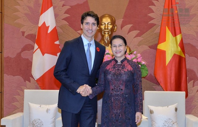 Chủ tịch Quốc hội Nguyễn Thị Kim Ngân tiếp Thủ tướng Canada Justin Trudeau